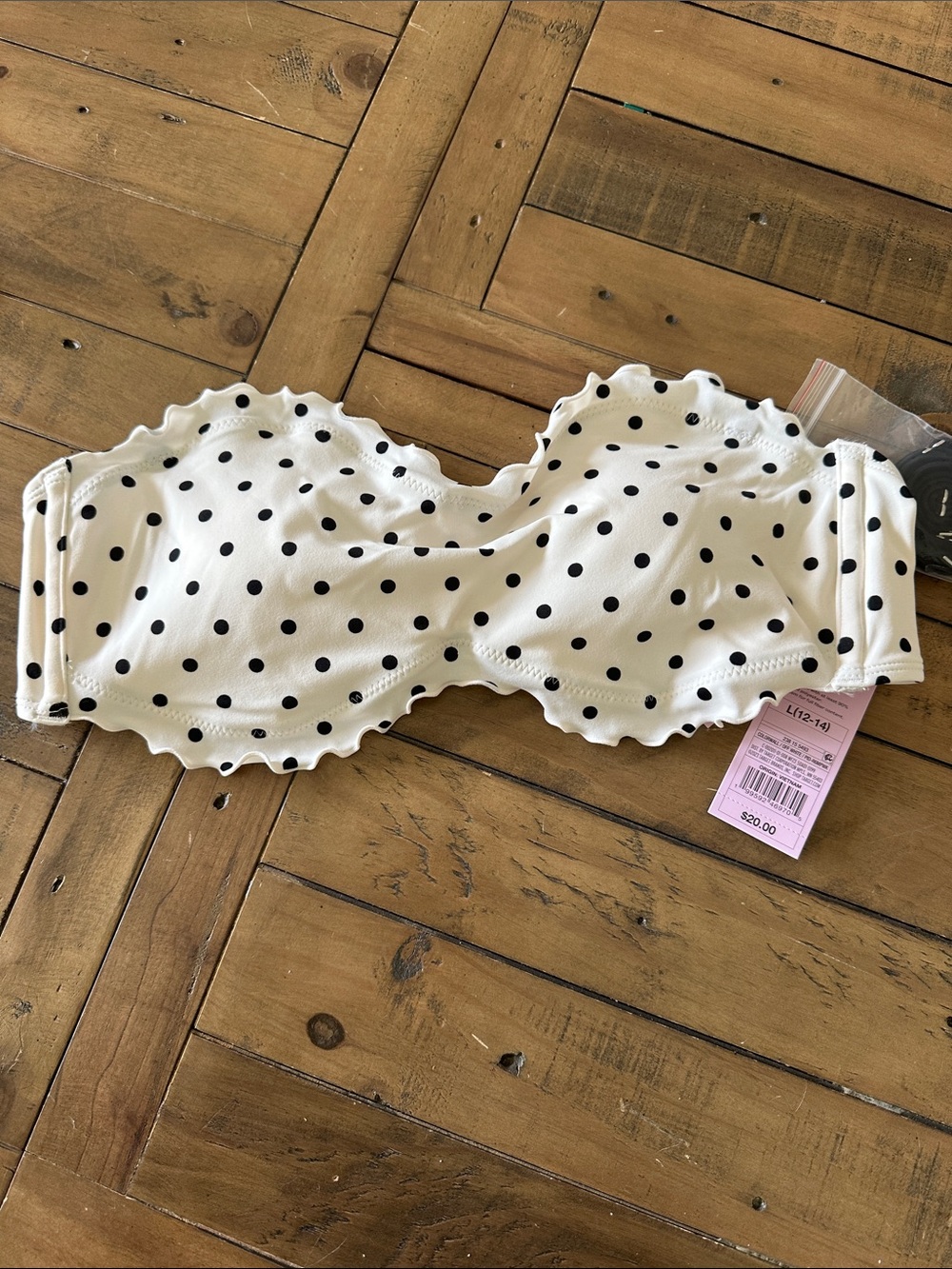 Wild Fable White Cream polka dot bikini top size large